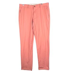 Ralph Lauren Chino Pants Mens 34x32 Coral Pink Stretch Flat Front Trousers Golf